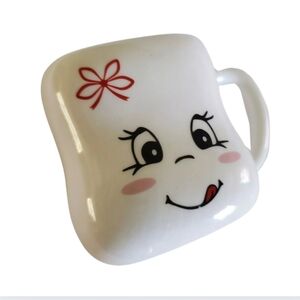 Cutesy Mini Mug Tiny Marshmallow Smiley Face Cute Ceramic Novelty Cup Small